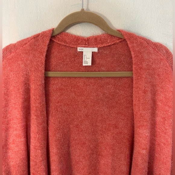 H&M Basics Long Soft Orange Open Cardigan Size Large - Picture 2 of 7